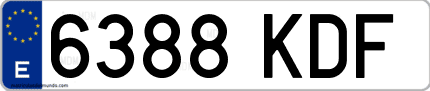 Ejemplo de matrícula de coche ordinaria 6388 KDF