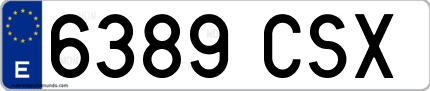 Ejemplo de matrícula de coche ordinaria 6389 CSX