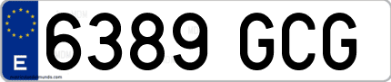 Ejemplo de matrícula de coche ordinaria 6389 GCG