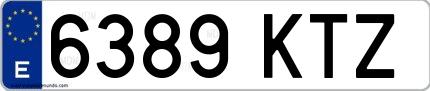 Ejemplo de matrícula española 6389 KTZ