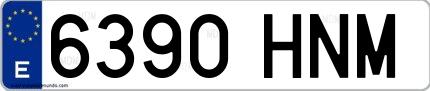 Ejemplo de matrícula española 6390 HNM