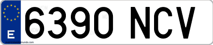 Ejemplo de matrícula de coche ordinaria 6390 NCV