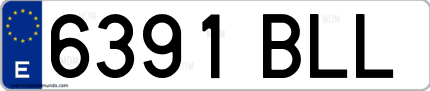 Ejemplo de matrícula de coche ordinaria 6391 BLL