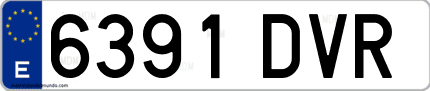 Ejemplo de matrícula de coche ordinaria 6391 DVR