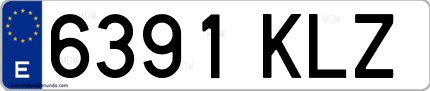 Ejemplo de matrícula de coche ordinaria 6391 KLZ