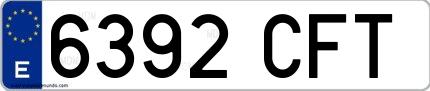 Ejemplo de matrícula española 6392 CFT