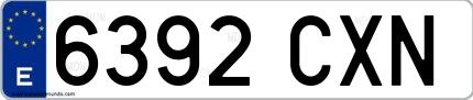Ejemplo de matrícula española 6392 CXN