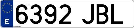 Ejemplo de matrícula española 6392 JBL