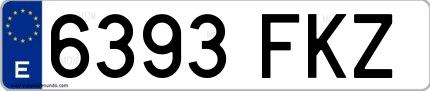 Ejemplo de matrícula española 6393 FKZ