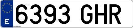 Ejemplo de matrícula española 6393 GHR