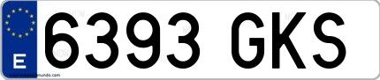 Ejemplo de matrícula española 6393 GKS