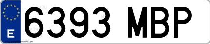 Ejemplo de matrícula española 6393 MBP