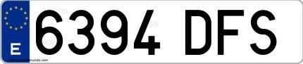 Ejemplo de matrícula española 6394 DFS