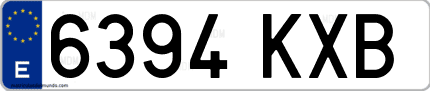Ejemplo de matrícula de coche ordinaria 6394 KXB