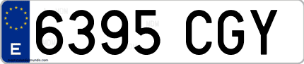 Ejemplo de matrícula de coche ordinaria 6395 CGY