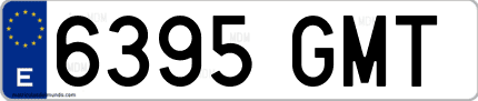 Ejemplo de matrícula de coche ordinaria 6395 GMT