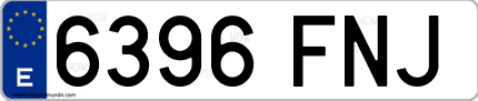 Ejemplo de matrícula de coche ordinaria 6396 FNJ