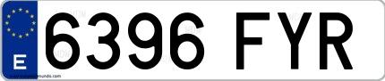 Ejemplo de matrícula española 6396 FYR