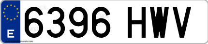 Ejemplo de matrícula de coche ordinaria 6396 HWV