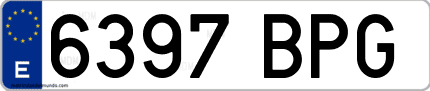 Ejemplo de matrícula de coche ordinaria 6397 BPG