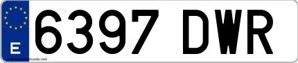 Ejemplo de matrícula española 6397 DWR