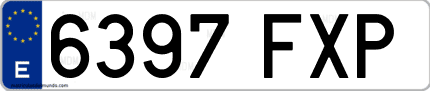 Ejemplo de matrícula de coche ordinaria 6397 FXP