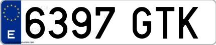 Ejemplo de matrícula española 6397 GTK