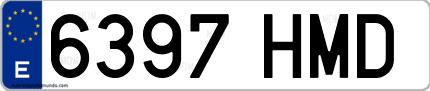 Ejemplo de matrícula de coche ordinaria 6397 HMD