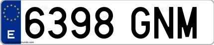Ejemplo de matrícula española 6398 GNM