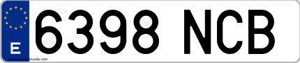 Ejemplo de matrícula de coche ordinaria 6398 NCB