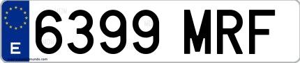 Ejemplo de matrícula española 6399 MRF