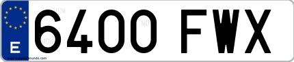 Ejemplo de matrícula española 6400 FWX
