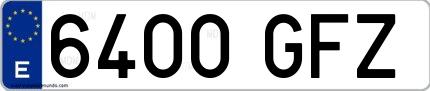 Ejemplo de matrícula española 6400 GFZ