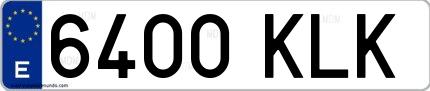 Ejemplo de matrícula española 6400 KLK