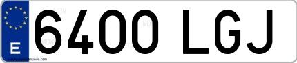 Ejemplo de matrícula española 6400 LGJ