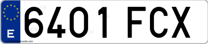 Ejemplo de matrícula de coche ordinaria 6401 FCX