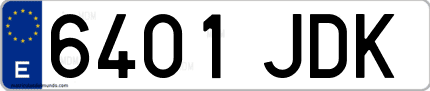 Ejemplo de matrícula de coche ordinaria 6401 JDK
