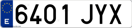 Ejemplo de matrícula de coche ordinaria 6401 JYX