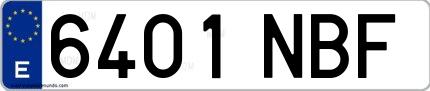 Ejemplo de matrícula española 6401 NBF
