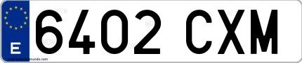 Ejemplo de matrícula española 6402 CXM