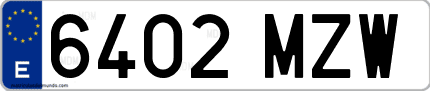 Ejemplo de matrícula de coche ordinaria 6402 MZW