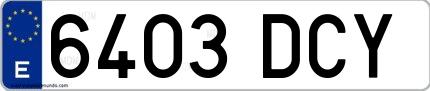 Ejemplo de matrícula española 6403 DCY