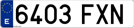 Ejemplo de matrícula de coche ordinaria 6403 FXN