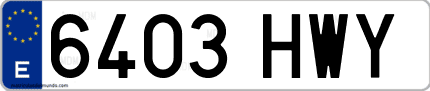 Ejemplo de matrícula de coche ordinaria 6403 HWY
