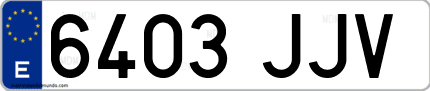 Ejemplo de matrícula de coche ordinaria 6403 JJV