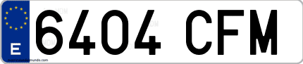 Ejemplo de matrícula de coche ordinaria 6404 CFM