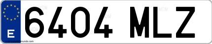 Ejemplo de matrícula española 6404 MLZ
