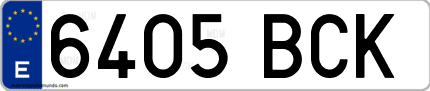 Ejemplo de matrícula de coche ordinaria 6405 BCK