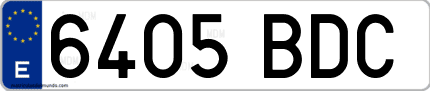 Ejemplo de matrícula de coche ordinaria 6405 BDC