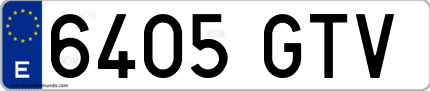 Ejemplo de matrícula de coche ordinaria 6405 GTV